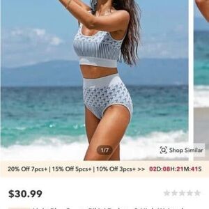 Blue and White Striped Bikini Set